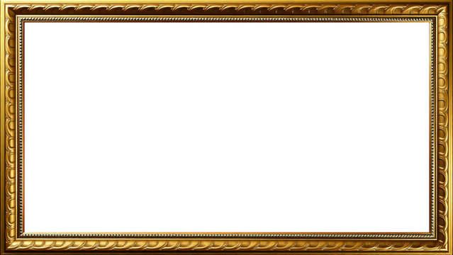 Marco Dorado Antiguo, Dise&ntilde;o Met&aacute;lico Ornamental Premium de Estilo Vintage, Fondo PNG Transparente para Enmarcar Fotos, Obras de Arte, Certificados, Diplomas, Invitaciones, Bodas.