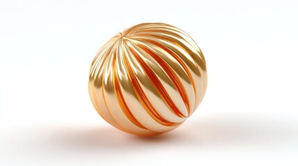 Obraz premium Golden Orb's Allure: An exquisite golden orb, meticulously crafted with intricate grooves, sits gracefully, its lustrous surface reflecting the ambient light.