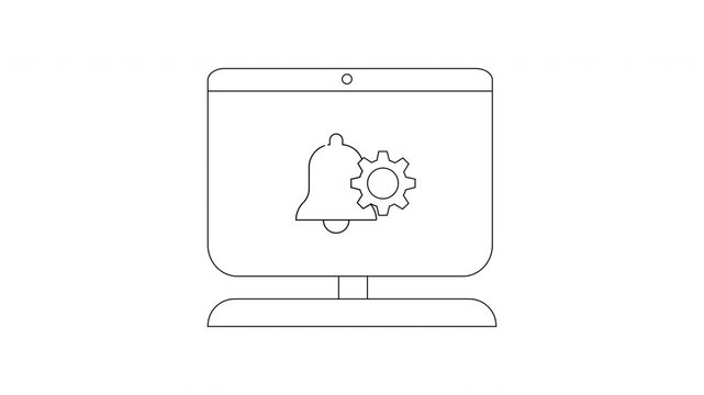 Computer Notification Settings Icon Animation Loop Concept.