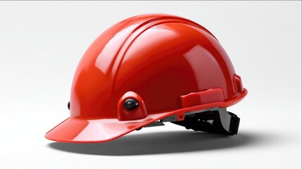 Fototapeta premium Safety Gear Essentials: A vibrant orange construction helmet, embodying safety and protection, rests with an air of preparedness. This solitary item represents the core of a construction site.