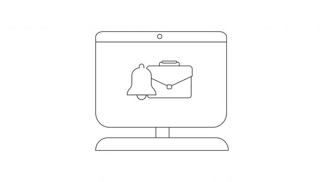 Job Alert on Computer Screen - A Simple Line Art Illustration.