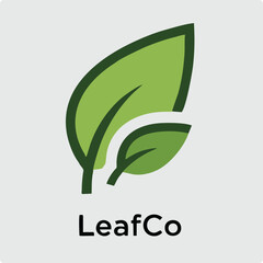 Fototapeta premium Stylish green leaf company logo with bold modern shape. Ideal for eco businesses, agriculture brands, natural product companies, and sustainability marketing.