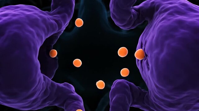 3D Visualization: Traveling Through a Neuron Synapse with Neurotransmitter Release