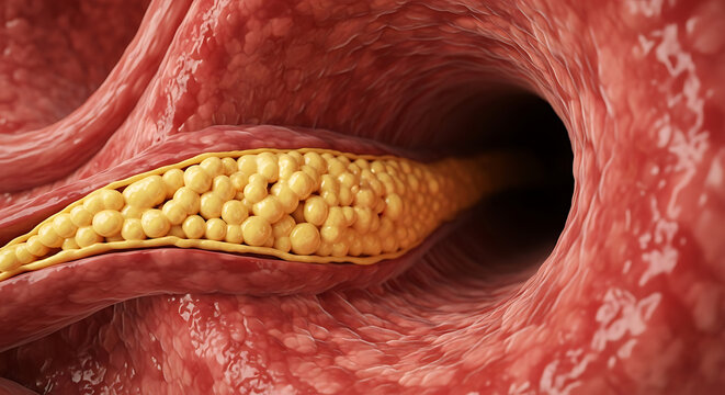 Human Artery with Yellow Plaque in Vessel