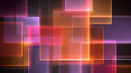 Geometric pattern with layered transparent rectangles and glowing edges