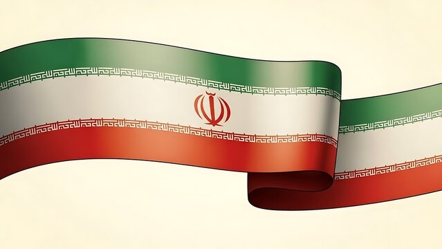 Iran flag waving with green white and red colors