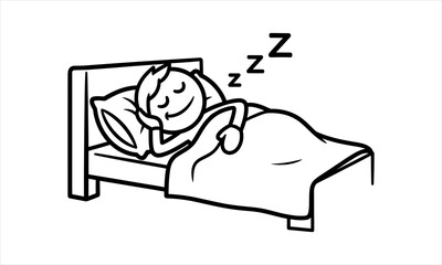Obraz premium Stick Figure Sleeping in Bed, Rest and Relaxation Concept