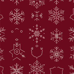 Winter Snowflake Pattern Vector Seamless Christmas Red