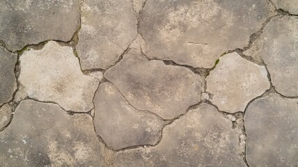 Obraz premium Rustic Stone Tiles with Natural Cracks and Moss Texture Creating an Earthy Surface Appearance