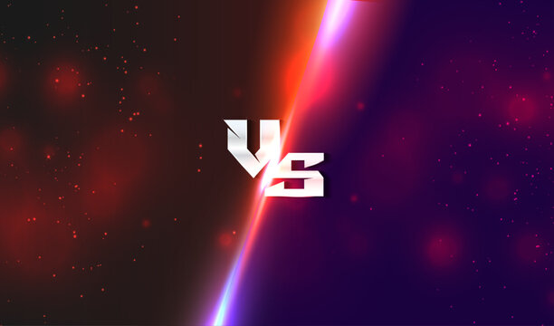Versus vs fight competition vertical bright glow lightning comparison battle screen futuristic background