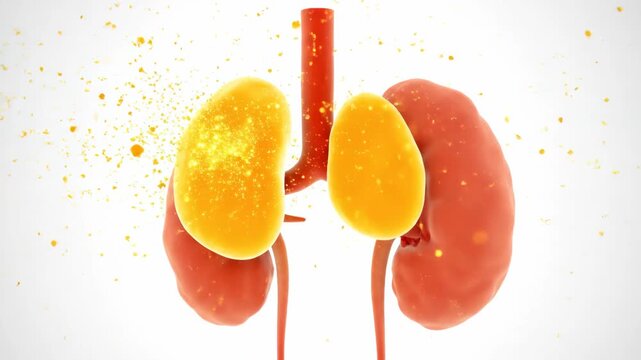 3D Visualization of Human Adrenal Glands Releasing Hormones