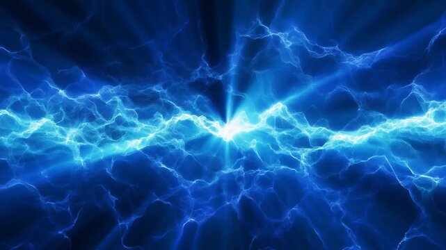 Abstract Blue Lightning Energy Blast Generative AI