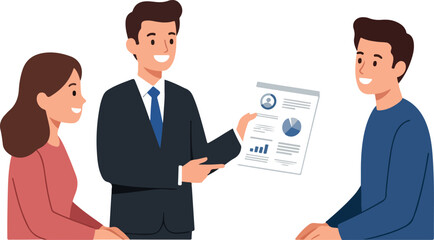 Business Meeting Presentation with Charts and Graphs Flat Design