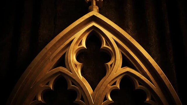 Gothic Church Window with Golden Light.