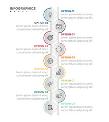 Modern 9 Step Vertical Business Process Infographic with Line Icons