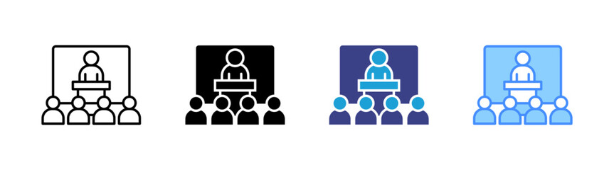 Conference icon set multiple style collection