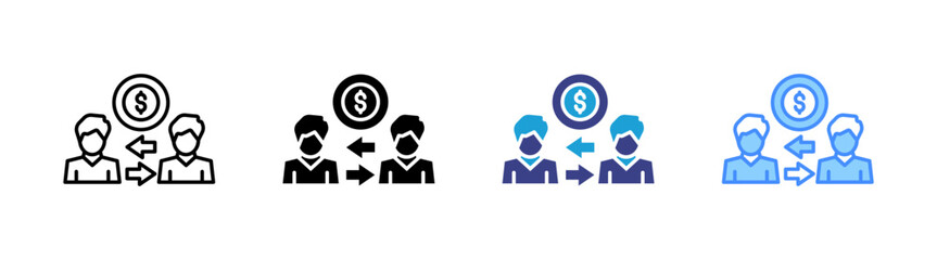 Transaction icon set multiple style collection