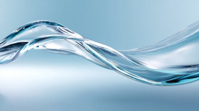 Wave transparent water forming a gentle wave and dynamic splash, symbolizing liquid elegance, hydration, and clean energy