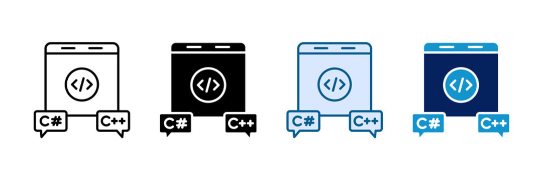 Programming Language Icon Set Multiple Style Collection