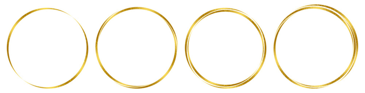 
Elegant gold glitter circle ring set on transparent  background.