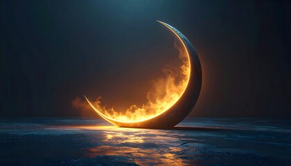 Subtle crescent shape hinted within the glow. Abstract Emergence Ramadan Background
