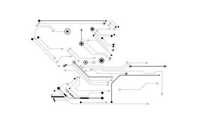 Technology black circuit diagram concept. Vector abstract technology on white background.