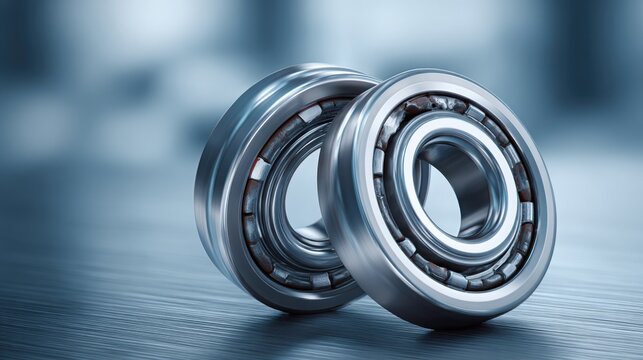 Set of polished steel ball bearings of various sizes with intricate internal details showcasing precision engineering and industrial components