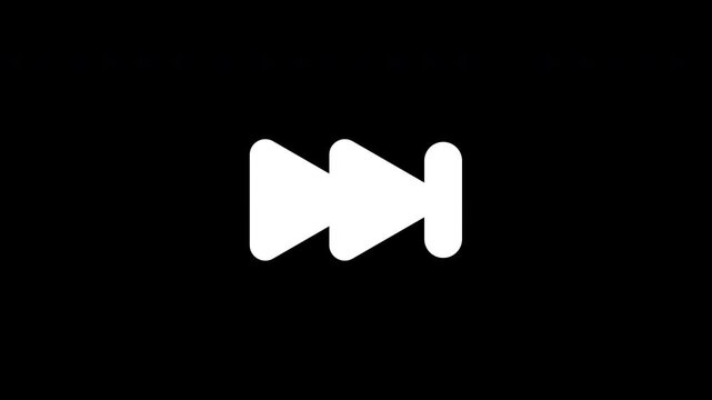 Rewind button on black background for video editing, technology, innovation, motion graphics, speed, time lapse concepts.