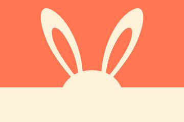 Obraz premium Easter bunny ears peeking from bottom on orange background