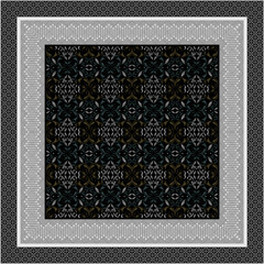 Obraz premium Luxury Royal Ornamental Pattern in Deep Balck and Dusty Pink with Elegant Vintage Frame Perfect for Exclusive Scarf Design Fashion Accessories Home Decor and Elegant Textile Print