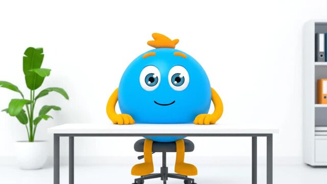 Cartoon character at desk