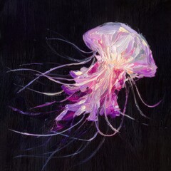 Mesmerizing Pink Jellyfish Oil Painting - Ethereal Ocean Art