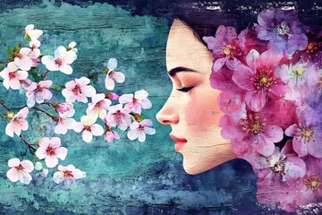 Women's history month, pastel flowers.