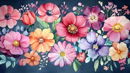 Women's history month, watercolor flowers.