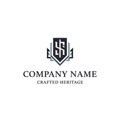 Fototapeta premium Monogram Shield Logo Design Element Company.