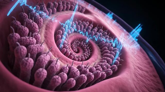 3D Animation: Journey Through the Cochlea and Auditory Anatomy with Sound Waves