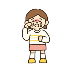 Obraz premium 大泣きする女の子のイラスト 手描き