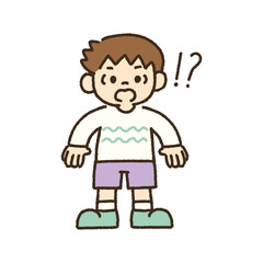 Obraz premium 驚いてハッとする男の子のイラスト 手描き