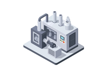 Obraz premium Industrial manufacturing equipment, an automated production line with robotic arms and conveyor belts