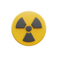 Fototapeta premium A vibrant three dimensional yellow radiation warning symbol with a black trefoil and gray center on transparent background high-quality professional detailed modern elegant stylish clean