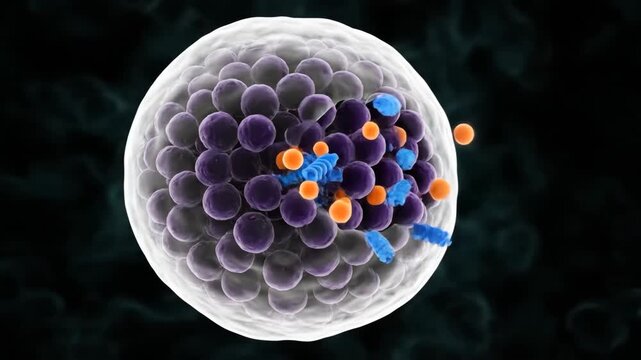 3D Visualization: Basophil Releasing Inflammatory Mediators Histamine and Heparin
