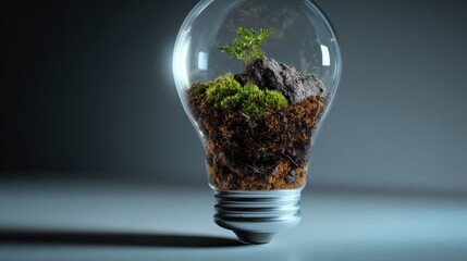 Tiny ecosystem growing inside a light bulb
