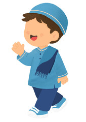 moslem boy goinh&ntilde;g to mosque