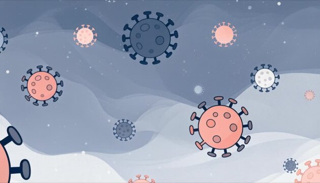 Stylized respiratory bacteria concept with clean vector micro shapes and calm motion for tuberculosis education