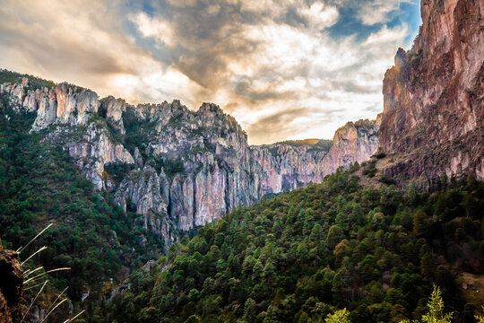 Sunset in Basaseachi Canyon, Chihuahua, in the Sierra Tarahumara, Mexico