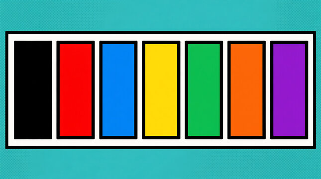 Raster graphic showing bars for calibration, RGB spectrum, digital imaging, test, accuracy, studio monitor.