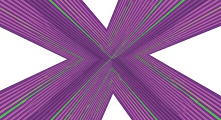 Abstract X shape with diagonal stripes, green lines, on white background