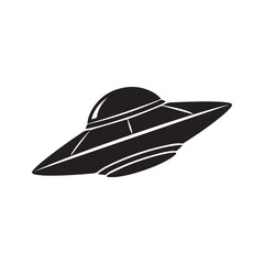 UFO Flying Saucer Icon &ndash; Alien Spaceship Silhouette Vector