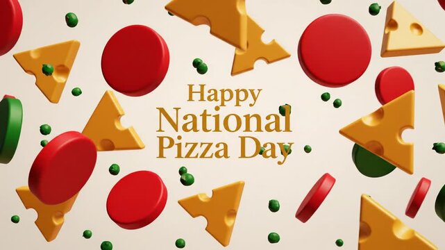 Happy National Pizza Day 3D Graphic Animation Loop Background