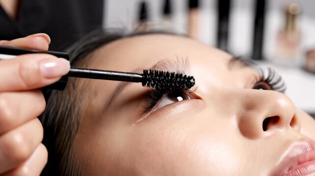 Mascara being applied to long lashes